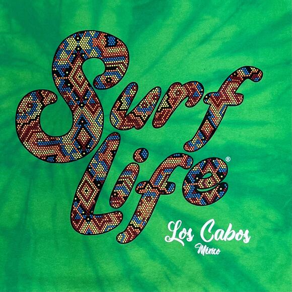 Surf Life Mens Los Cabos Mexico Graphic Green T-Shirt Tie Dye XXL - Picture 2 of 7